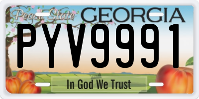 GA license plate PYV9991