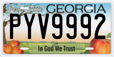 GA license plate PYV9992