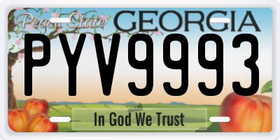 GA license plate PYV9993