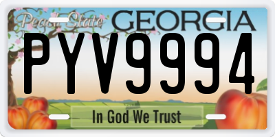 GA license plate PYV9994