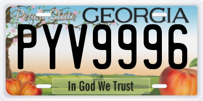 GA license plate PYV9996