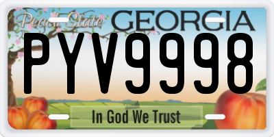 GA license plate PYV9998