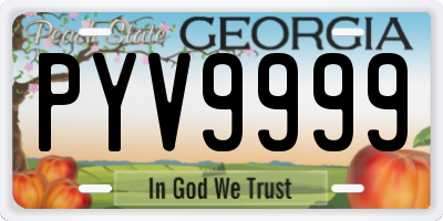 GA license plate PYV9999