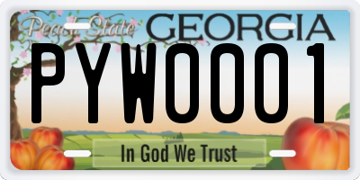 GA license plate PYW0001