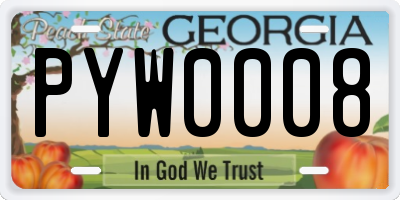GA license plate PYW0008