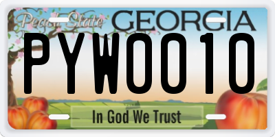 GA license plate PYW0010