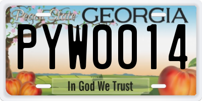 GA license plate PYW0014