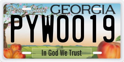 GA license plate PYW0019