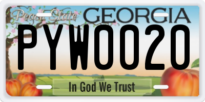 GA license plate PYW0020