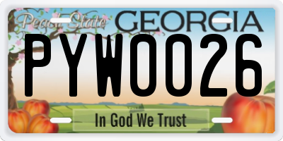 GA license plate PYW0026