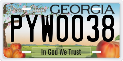 GA license plate PYW0038