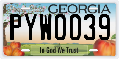 GA license plate PYW0039