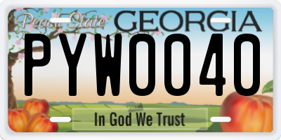 GA license plate PYW0040
