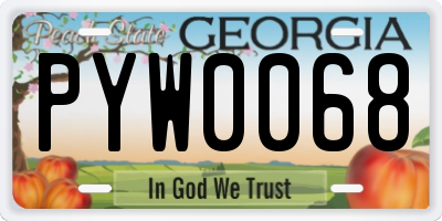 GA license plate PYW0068