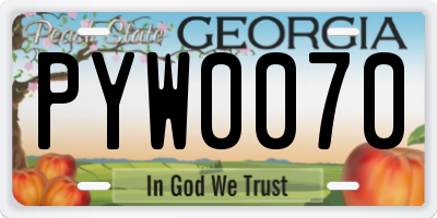 GA license plate PYW0070