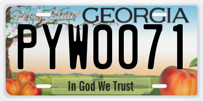 GA license plate PYW0071
