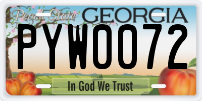 GA license plate PYW0072