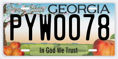 GA license plate PYW0078