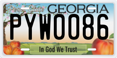 GA license plate PYW0086