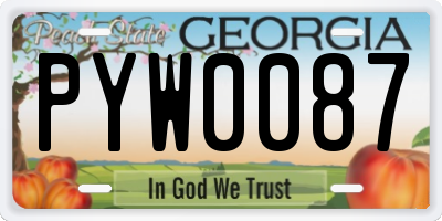 GA license plate PYW0087