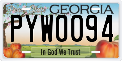 GA license plate PYW0094