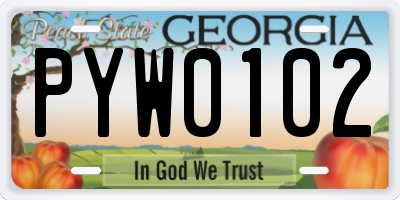 GA license plate PYW0102
