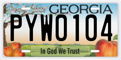 GA license plate PYW0104