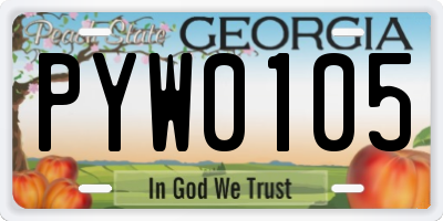 GA license plate PYW0105