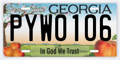 GA license plate PYW0106