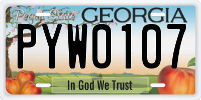 GA license plate PYW0107