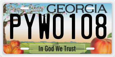 GA license plate PYW0108