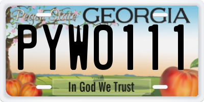 GA license plate PYW0111