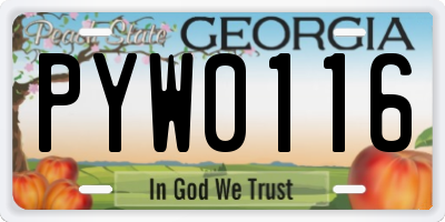 GA license plate PYW0116