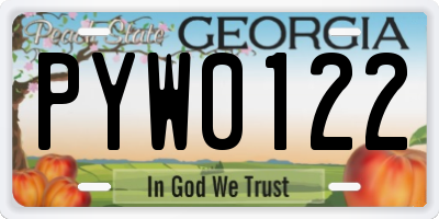 GA license plate PYW0122