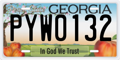 GA license plate PYW0132