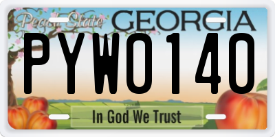 GA license plate PYW0140
