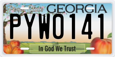 GA license plate PYW0141