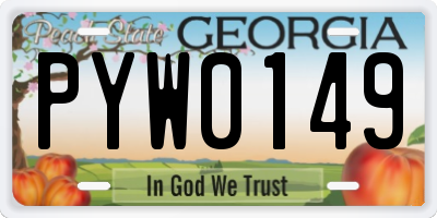 GA license plate PYW0149