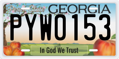 GA license plate PYW0153