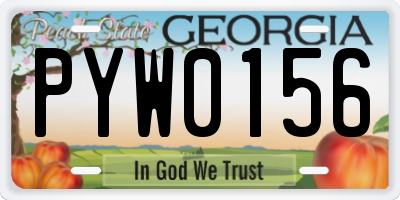 GA license plate PYW0156