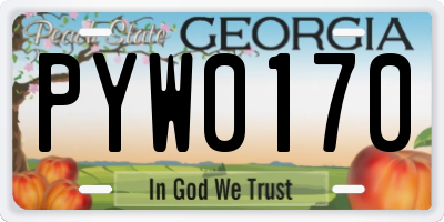 GA license plate PYW0170