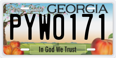 GA license plate PYW0171