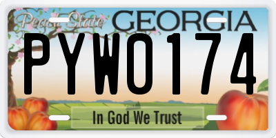 GA license plate PYW0174