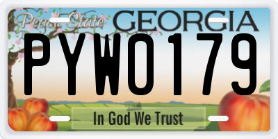 GA license plate PYW0179