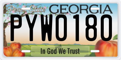 GA license plate PYW0180