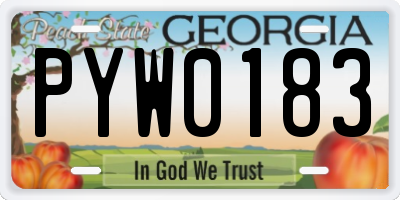 GA license plate PYW0183