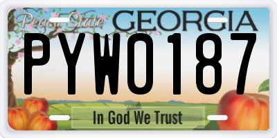 GA license plate PYW0187