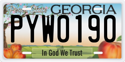 GA license plate PYW0190