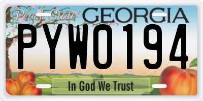 GA license plate PYW0194