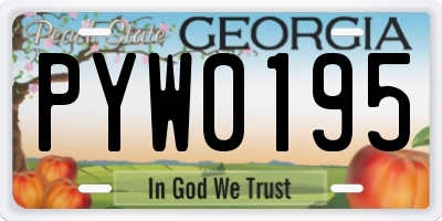 GA license plate PYW0195